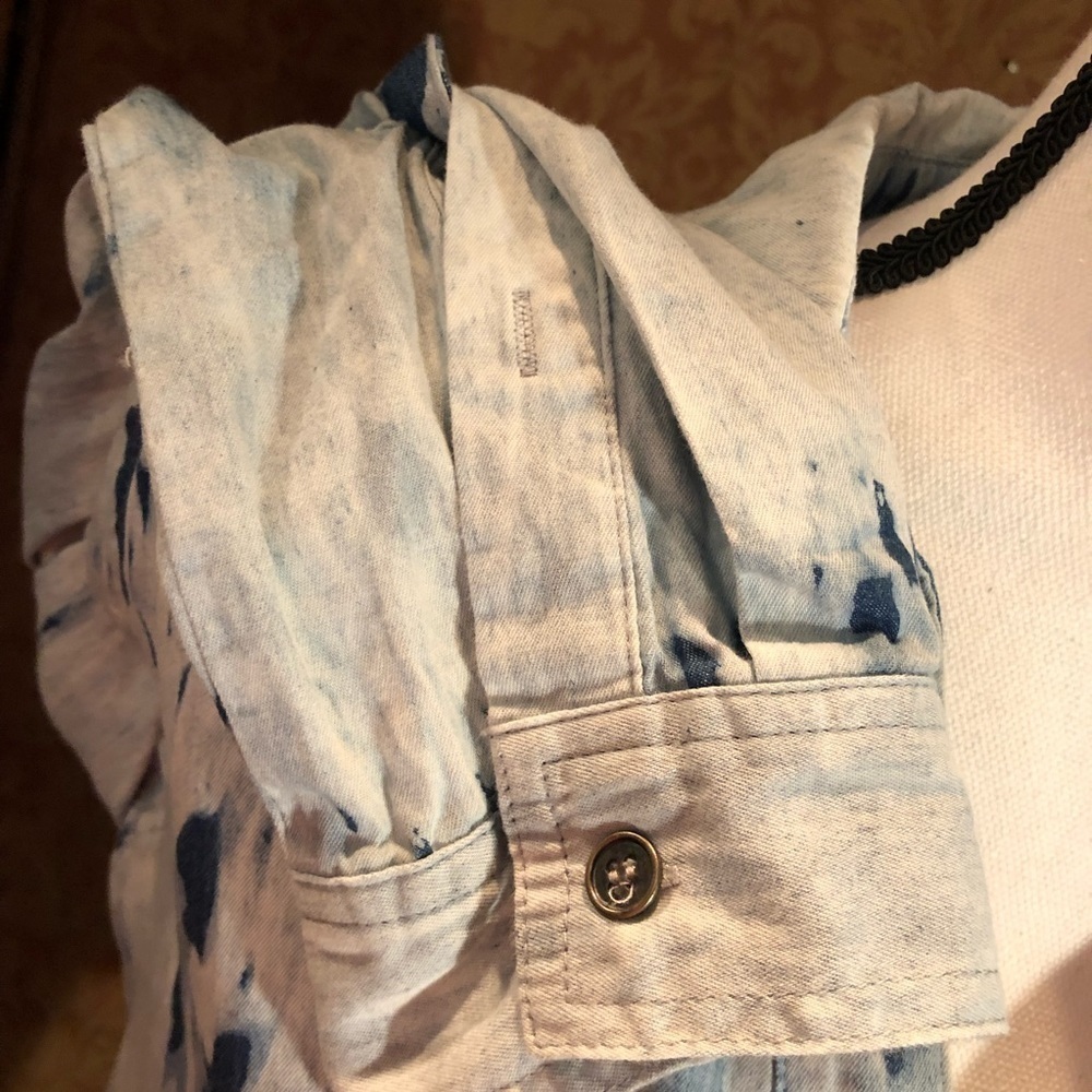💙BLU Pepper Anthropologie Tie Dye Denim Shirt Dress Tunic - Picture 6 of 8